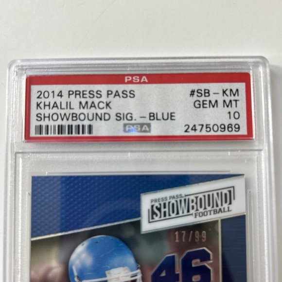 2014 Press Pass Khalil Mack Showbound Signature-17/99-Blue-PSA Gem MT 10-RARE - Picture 4 of 6